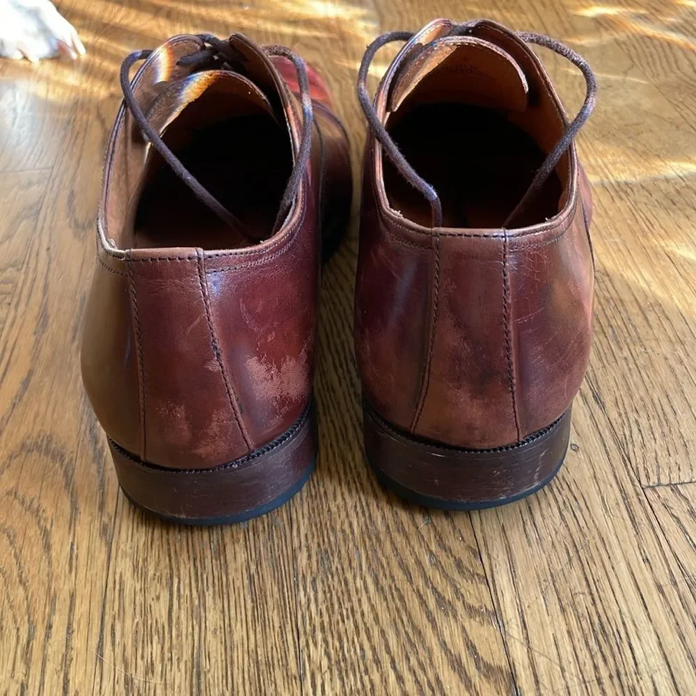 Florsheim Mens Cognac Brown Leather Oxford Cap Toe Lace Up Dress Shoes Size 10 D